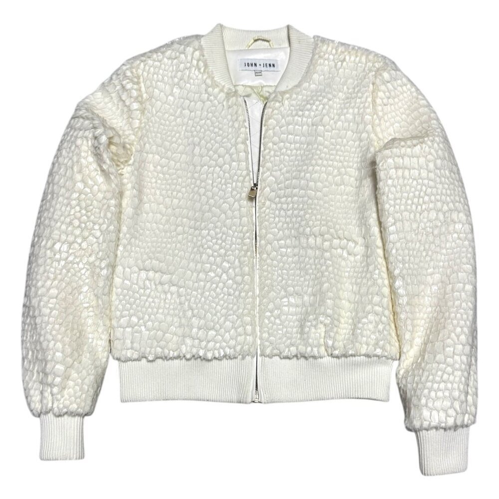 JOHN + JENN Faux Fur Scaled Luxury Designer Bomber Jacket Womens XS